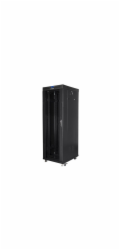 Stojací instalační skříňka 19 37u 600x800 černá, lcd skleněné dveře (Flat pack)