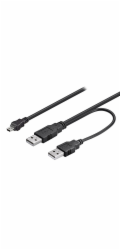 USB kabel Logo USB kabel (2.0), USB A 2x M - USB mini M (5 pin), 0,6 m, černý, Logo, blistr