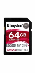 Kingston SDXC karta 64GB Canvas React Plus SDHC UHS-II 300R/260W U3 V90 for Full HD/4K/8K