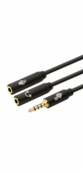 3,5mm Mini Jack kabel - 2x 3,5mm Mini Jack M / F adaptér 30cm