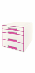LEITZ Zásuvkový box  WOW CUBE, 4 zásuvky, růžová