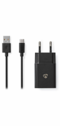 NEDIS síťová nabíječka/ USB-C/ 2.4 A/ 5.0 VDC/ černá/ kabel 1m