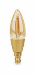 NEDIS Wi-Fi chytrá LED žárovka s vláknem/ E14/ svíčka/ 4,9W/ 230V/ 470lm/ teplá bílá/ 1800 - 3000K/ stmívatelná/ sklo