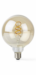 NEDIS Wi-Fi chytrá LED žárovka s vláknem/ E27/ G125/ 4,9W/ 230V/ 360lm/ teplá až studená bílá/ 1800 - 6500K/ stmívatelná