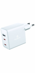 Swissten Síťový Adaptér GaN 2x USB-C + 1x USB 70W PD Bilý
