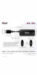 Club3D Adaptér HDMI + Micro USB na USB-C 4K120Hz/8K30Hz, Active Adapter M/F