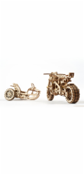 Hračka Ugears 3D dřevěné mechanické puzzle UGR-10 Motorka (scrambler) s vozíkem