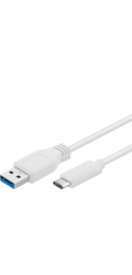 PremiumCord USB-C/male - USB 3.0 A/Male, bílý, 2m