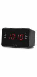 NEDIS digitální budík s rádiem/ LED displej/ 3,5 mm jack/ AM/ FM/ odložené buzení/ časovač vypnutí/ 2 alarmy/ černý