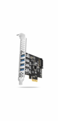 AXAGON PCEU-43RS, PCIe řadič, 4x USB 3.2 Gen 1 port, 5 Gbps, napájení z PCIe nebo SATA, SP & LP