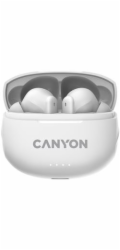 CANYON TWS-8 BT sluchátka s mikrofonem, BT V5.3 JL 6976D4, pouzdro 470mAh+40mAh až 32h, bílá