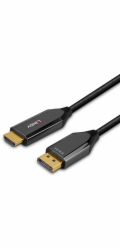 Lindy adaptérový kabel - DisplayPort samec na HDMI samec - 3 m - stíněný - černý - kulatý, podporuje 8K 60 Hz (7680 x 4320)