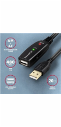 AXAGON ADR-220, USB 2.0 A-M -> A-F aktivní prodlužovací / repeater kabel, 20m