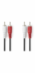 NEDIS stereo audio kabel RCA/ 2× zástrčka RCA - 2× zástrčka RCA/ černý/ bulk/ 1m