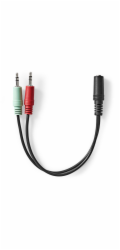 NEDIS redukce pro headsety/ 2x zástrčka 3,5mm jack - zásuvka 3,5 mm jack/ černá/ box/ 12cm