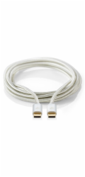 NEDIS PROFIGOLD USB 2.0 kabel/ USB-C zástrčka - USB-C zástrčka/ nylon/ stříbrný/ BOX/ 2m