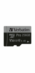 SDXC 256GB micro card PRO UHS-3 CLASS 10 + adaptér Verbatim