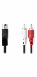 NEDIS redukční audio kabel DIN/ 5pin zástrčka DIN - 2× zástrčka RCA/ černý/ bulk/ 1m