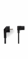 NEDIS napájecí kabel 230V/ přípojný 10A/ úhlový konektor IEC-320-C13/ úhlová zástrčka Schuko/ černý/ bulk/ 2m