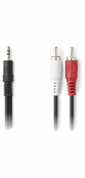 NEDIS stereofonní audio kabel/ 3,5 mm zástrčka - 2x RCA zástrčka/ černý/ bulk/ 10m