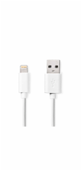 NEDIS synchronizační a nabíjecí kabel/ Apple Lightning 8-pin zástrčka - USB A zástrčka/ bílý/ bulk/ 1m