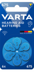 Varta Hörgerätebatterie Hearing Aid Zinc Air 675, PR44 (6 Stück, Größe 675)