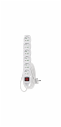 Prodlužovací kabel 3 m / 6 zásuvek / s vypínačem / bílý / PVC / 1,5 mm2