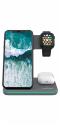 CANYON Bezdrátová nabíječka WS-303DG,3v1,vstup 9V/2A,12V/2A,výstup 15/10/7.5/5W, USB-C > USB-A, vč. AC adaptéru,šedá