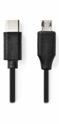 Nedis CCGL60750BK10 propojovací zástrčka USB C - zástrčka USB micro B, 1m NEDIS kabel USB 2.0/ zástrčka USB-C - zástrčka USB micro-B/ černý/ bulk/ 1m
