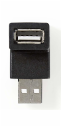 NEDIS adaptér USB 2.0/ zástrčka USB-A - zásuvka USB-A zásuvka/ 480 Mbps/ kulatý/ poniklovaný/ PVC/ černý/ blistr