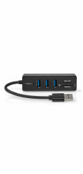 NEDIS USB hub/ zástrčka USB-A zástrčka/ 3x zásuvka USB-A/ 5 Portů/ USB 3.2 Gen 1/ 5 Gbps/ SD & MicroSD/ černý/ blistr