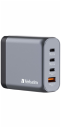Verbatim GaN-Ladegerät 140W, 1x USB-A , 3x USB-C (grau, PD 3.1, PD 3.0, QC 3.0)