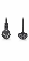 NEDIS napájecí kabel/ Typ F Zástrčka - IEC-320-C5/ přímý/ úhlový/ trojlístek/ černý/ bulk/ 3m