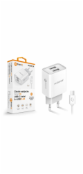 Chytrá síťová nabíječka ALIGATOR 2,4A, 2xUSB, smart IC, bílá, USB-C kabel