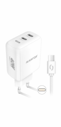 Chytrá síťová nabíječka ALIGATOR Power Delivery 40W, 2xUSB-C, USB-C/USB-C kabel, bílá