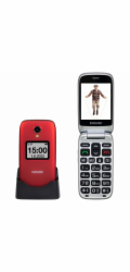 EVOLVEO EasyPhone FS, vyklápěcí mobilní telefon 2.8" pro seniory s nabíjecím stojánkem (červená barva)