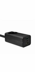 Akyga Nabíječka univerzální AC 230V + USB-A + 2xUSB-C PD 5-20V/max. 5A/65W Quick Charge 3.0 GaN, černá