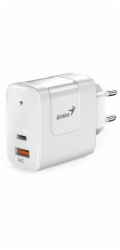 GENIUS nabíječka PD-65AC, 65W, rychlé nabíjení, USB-C PD3.0, USB-A QC3.0, bílá