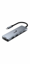 GENIUS hub UH-500/ USB-C na HDMI/ 2x USB3.0/ USB-C/ 100W PD/ šedý