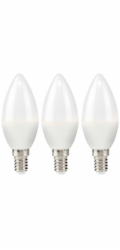NEDIS LED žárovka E14/ svíčka/ 4,9 W/ 220 V/ 470 lm/ 2700 K/ teplá bílá/ matná/ 3 kusy