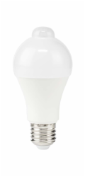 NEDIS LED žárovka E27/ A60/ 8,5 W/ 220 V/ 806 lm/ 3000 K/ teplá bílá/ detekce pohybu/ matná