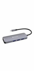 VERBATIM Hub USB-C Pro Multiport 8 Port, 3x USB 3.2, 1x USB-C, 2xHDMI, microSD/SD, šedá