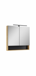 Závěsná koupelnová skříňka se zrcadlem Lamello, hnědá, 18,8x80x79,7 cm