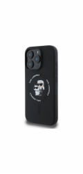 Karl Lagerfeld Liquid Silicone Karl and Choupette MagSafe kryt iPhone 16 Pro čierny