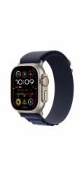 Apple Watch 49mm Navy Alpine Loop - Large - Natural Titanium Finish