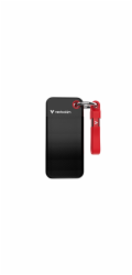 Verbatim Pocket SSD 2 TB, Externe SSD (schwarz/rot, USB-C 3.2 Gen 2 (10 Gbit/s), mit Schlüsselring und Kabelhalter)