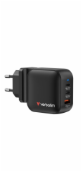 Verbatim Mini GaN Charger 70W 2xUSB-C PD, 1xUSB-A QC 3.0 32229