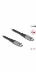 Delock - USB kabel - 24 pin USB-C (M) do 24 pin USB-C (M) - USB 3.2 / Thunderbolt 3 - 2 m - podpora 8K60Hz (7680 x 4320), napájení USB (240 W), rychlost prenosu dat až 40 Gbps, podpora napájení Power 