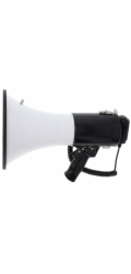 NEDIS megafon/ BT/ rozsah 1500m/ hlasitost 120dB/ odnímatelný mikrofon/ vestavěná siréna/ ramenní popruh/ černo-bílý