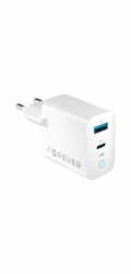 Rychlonabíječka do sítě Forever GaN TC-06-65AC PD QC 1x USB-C 1x USB 65W bílá